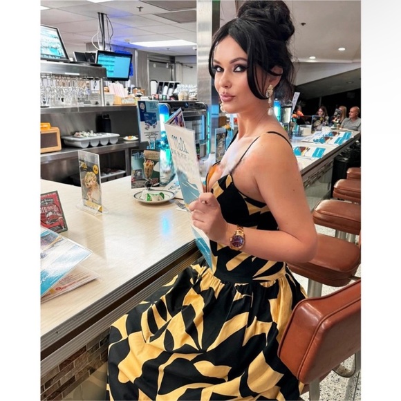 MON RENN viral bloggers favorite 100% cotton surreal midi dress NWT - Picture 2 of 16